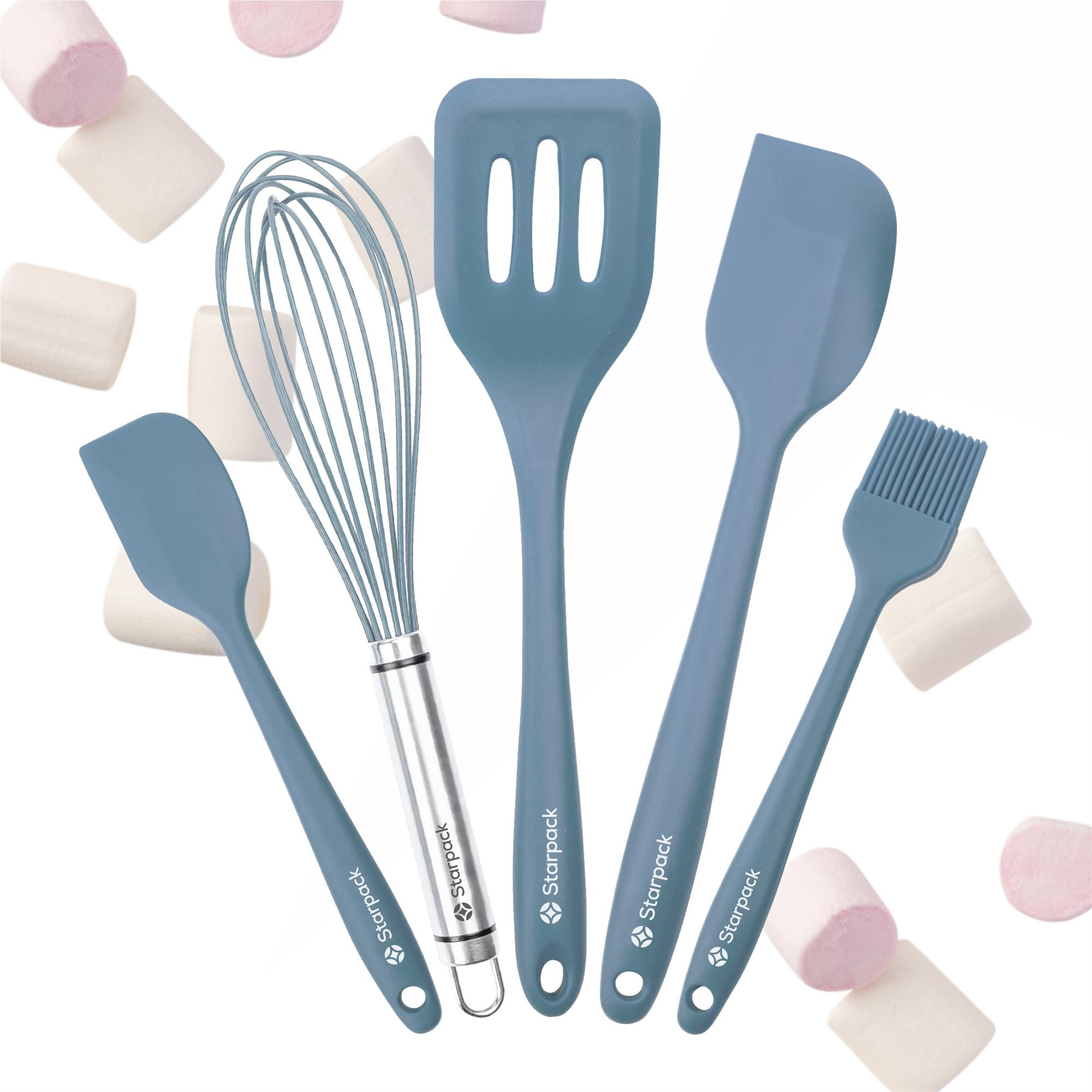 Starpack 5-piece silicone baking utensils set, including spatulas and a whisk, with heat-resistant heads and sturdy handles, perfect for all your baking needs.