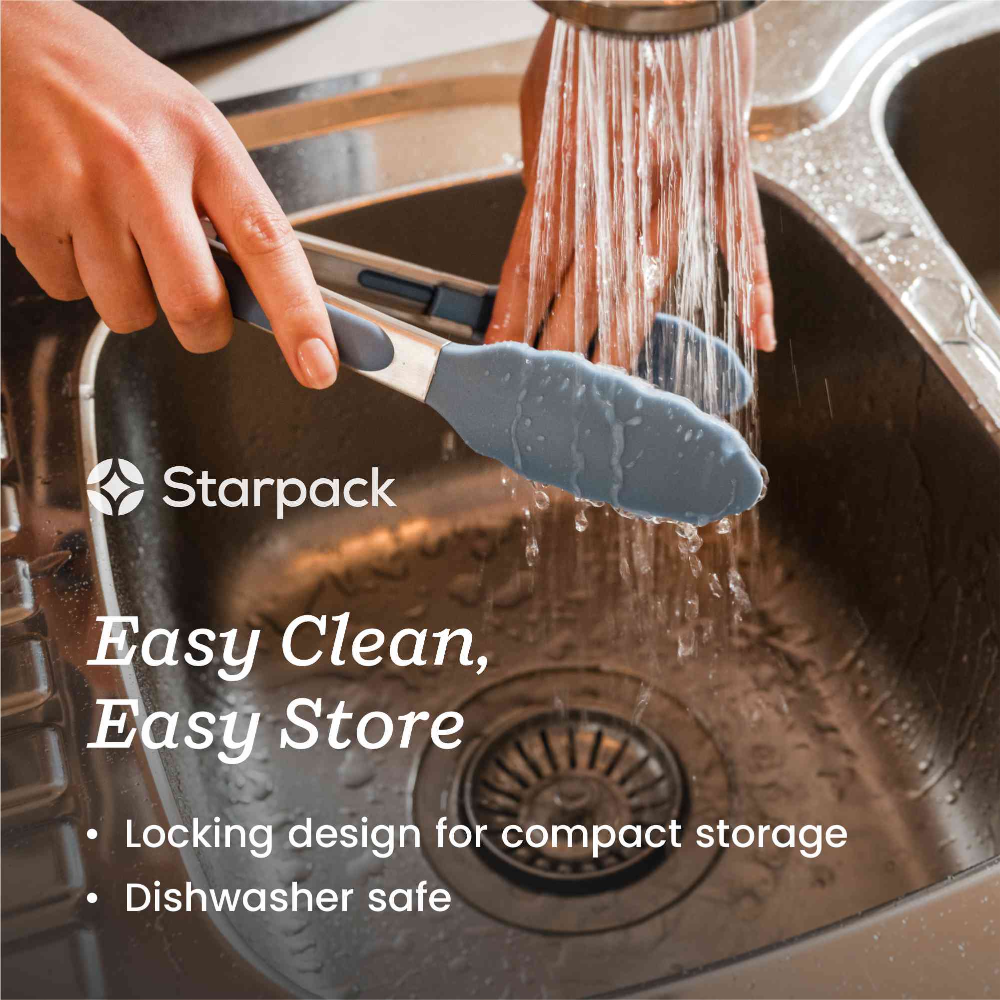 Starpack 9-inch silicone tongs with heat-resistant tips and a locking mechanism, perfect for precise gripping and serving.