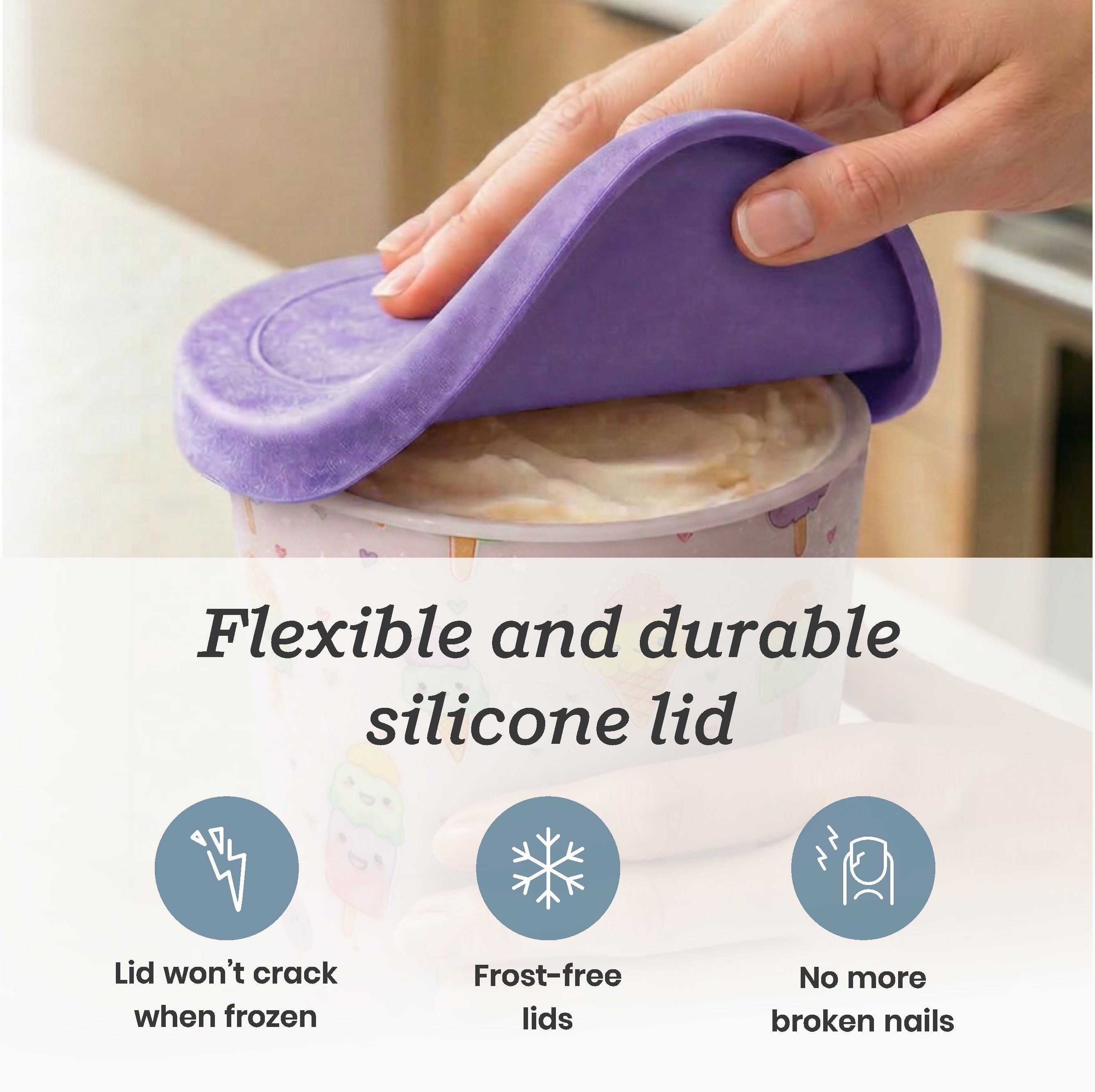 Freeze the Day | Ice Cream Freezer Container 1Qt Set of 2 - Purple & Green | Purple / Green