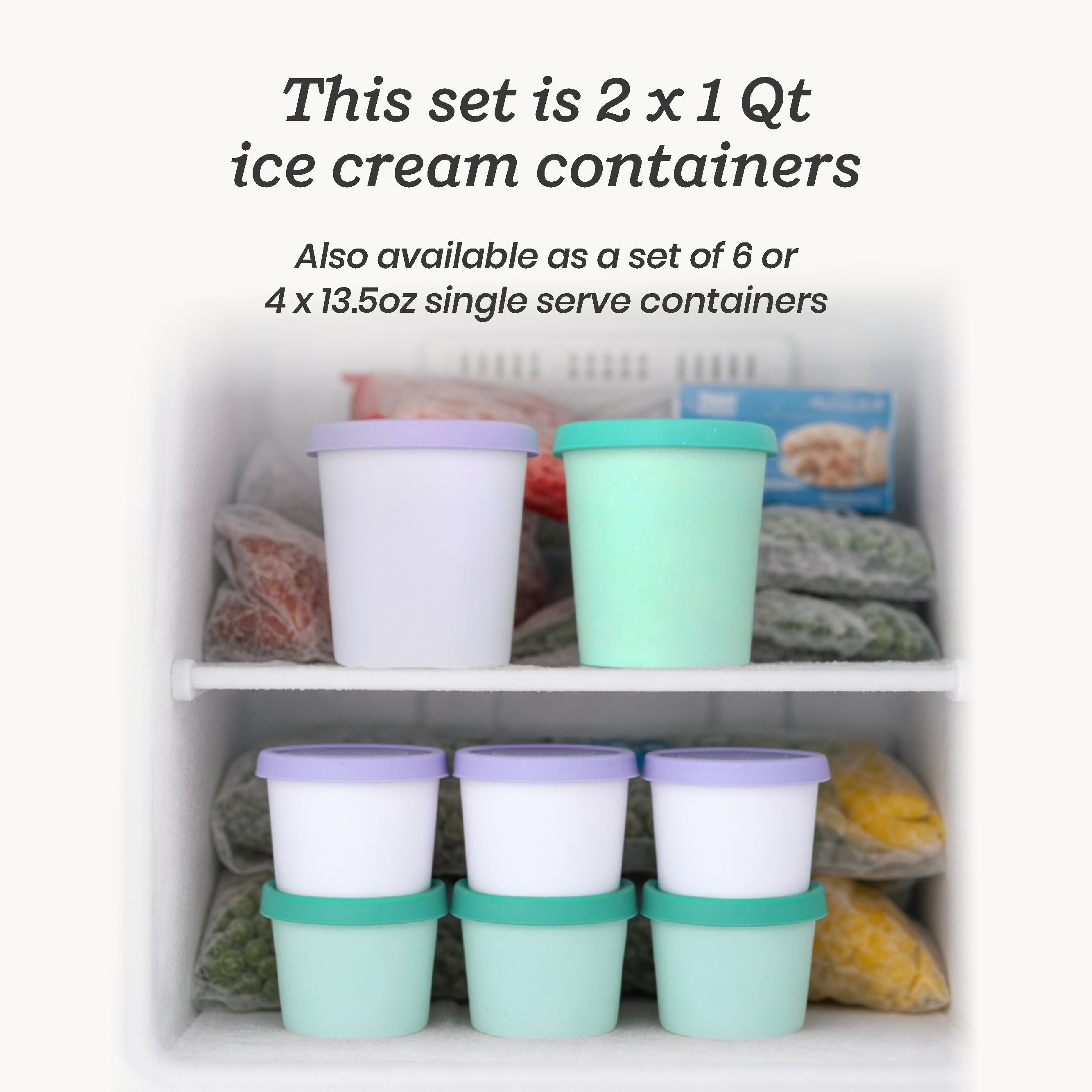 Freeze the Day | Ice Cream Freezer Container 1Qt Set of 2 - Mint & Lavender | Mint / Lavender