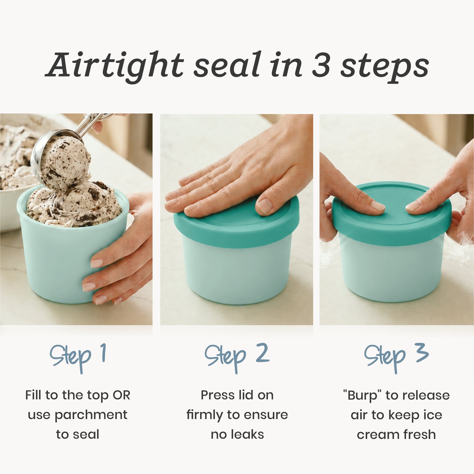 Freeze the Day | Ice Cream Freezer Container 13.5oz Set of 6 | Mint / Lavender