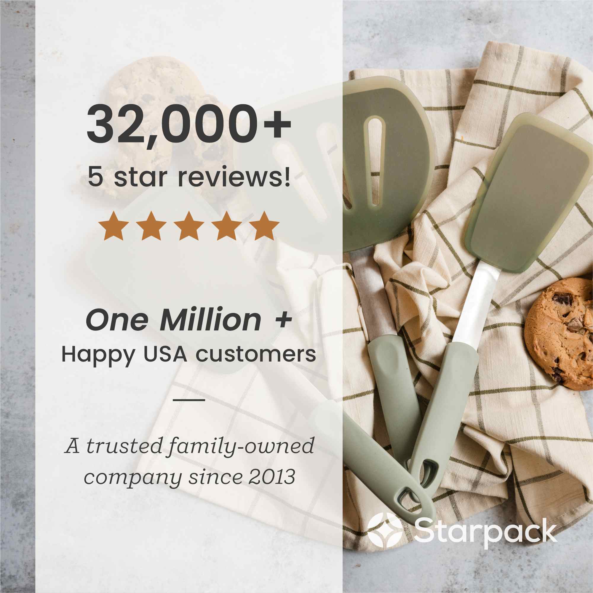 Starpack large flex turner with a flexible, heat-resistant silicone head and a sturdy handle, perfect for flipping and serving larger portions.