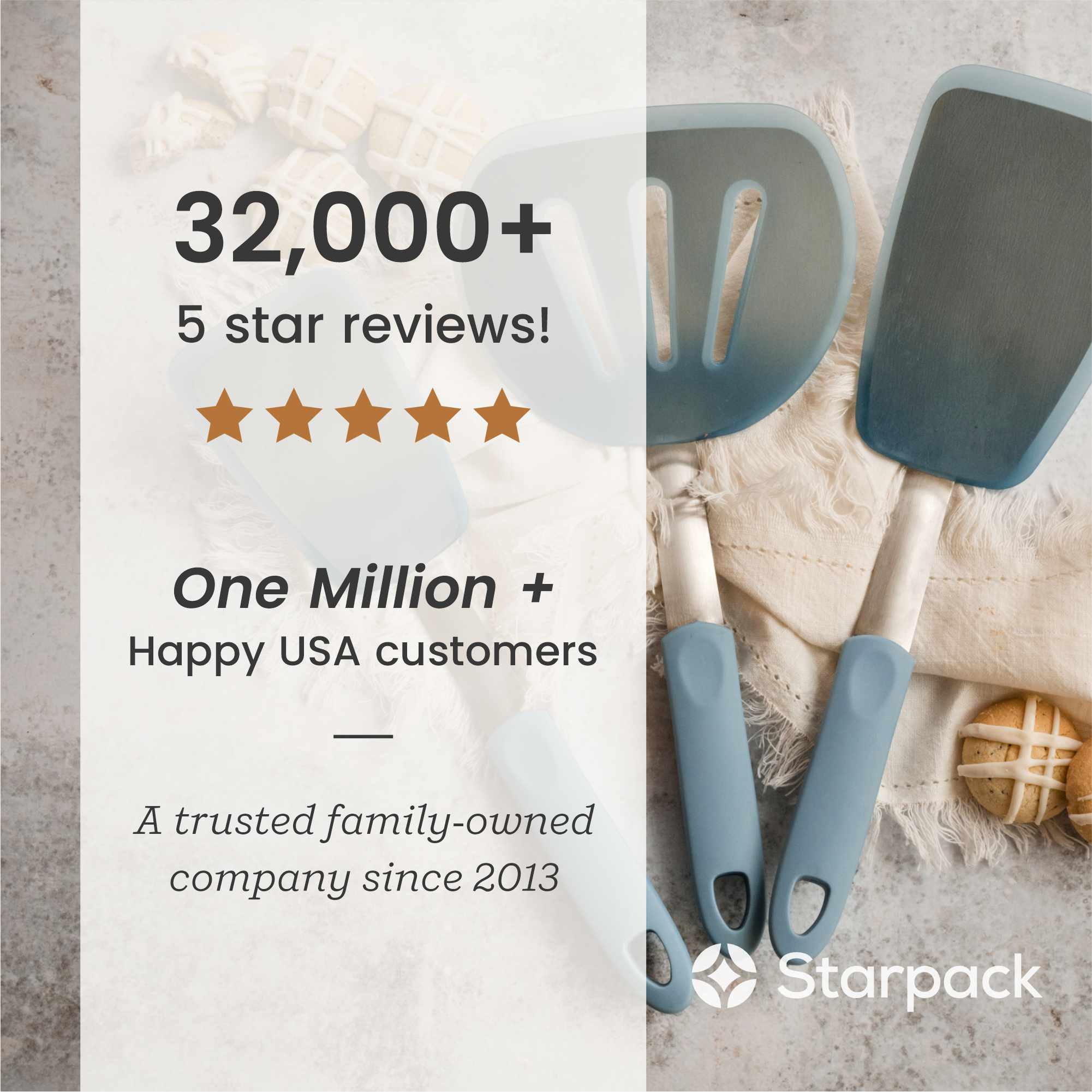 Starpack large flex turner with a flexible, heat-resistant silicone head and a sturdy handle, perfect for flipping and serving larger portions.