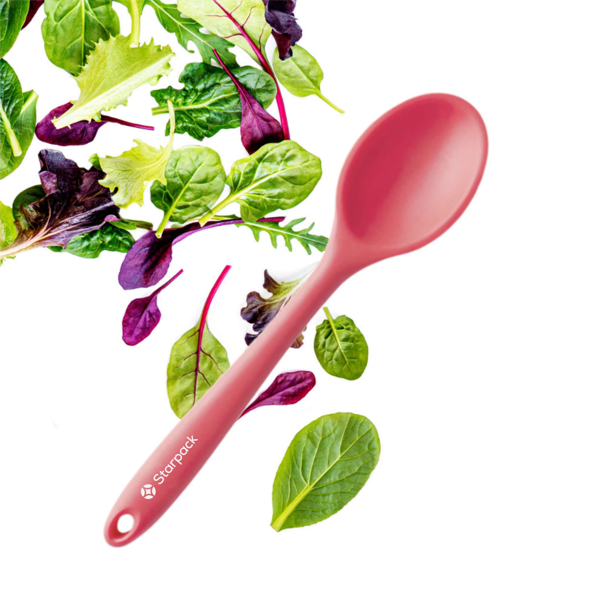 Starpack silicone mixing spoon with a flexible, non-stick head and a sturdy handle, designed for mixing and stirring ingredients.