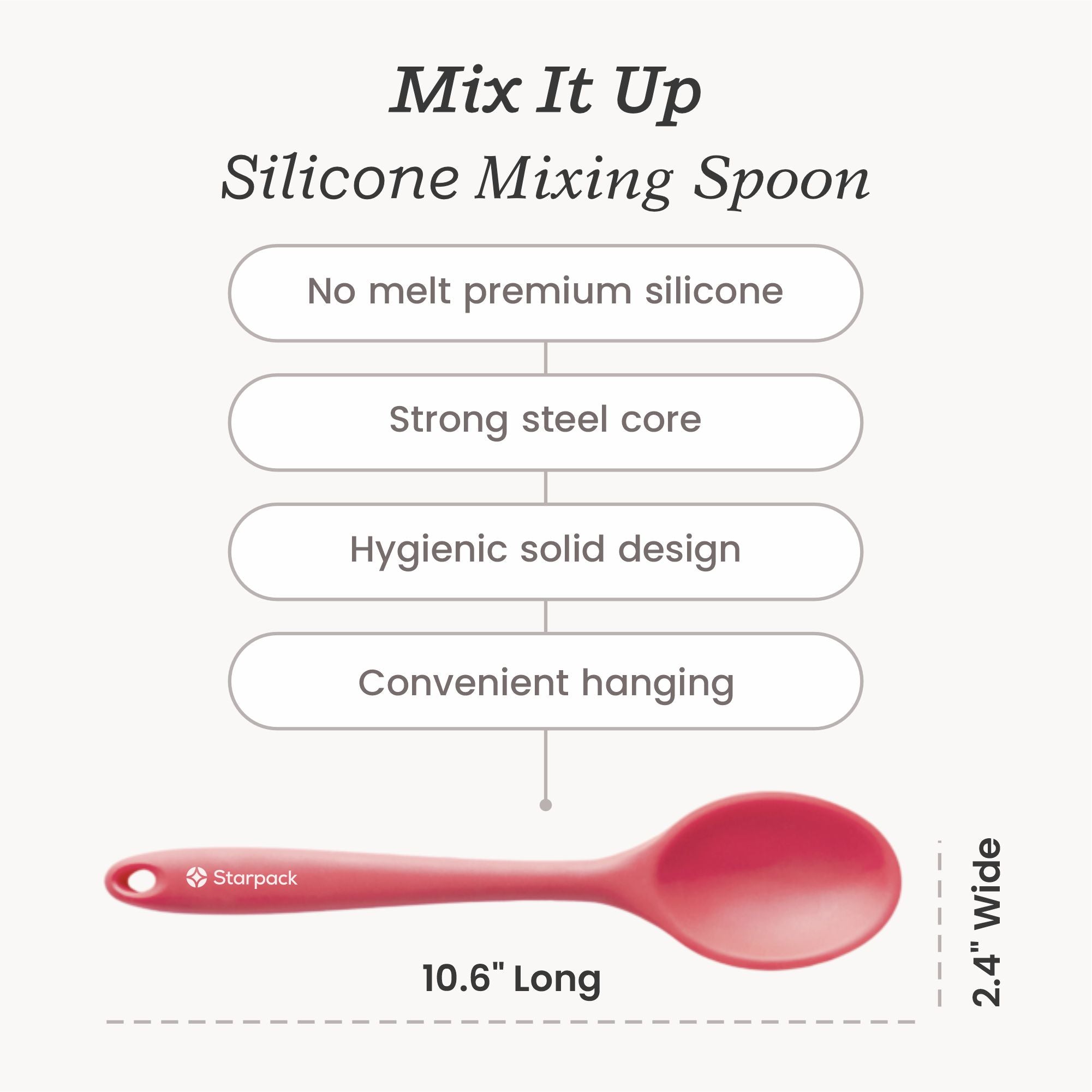 Starpack silicone mixing spoon with a flexible, non-stick head and a sturdy handle, designed for mixing and stirring ingredients.