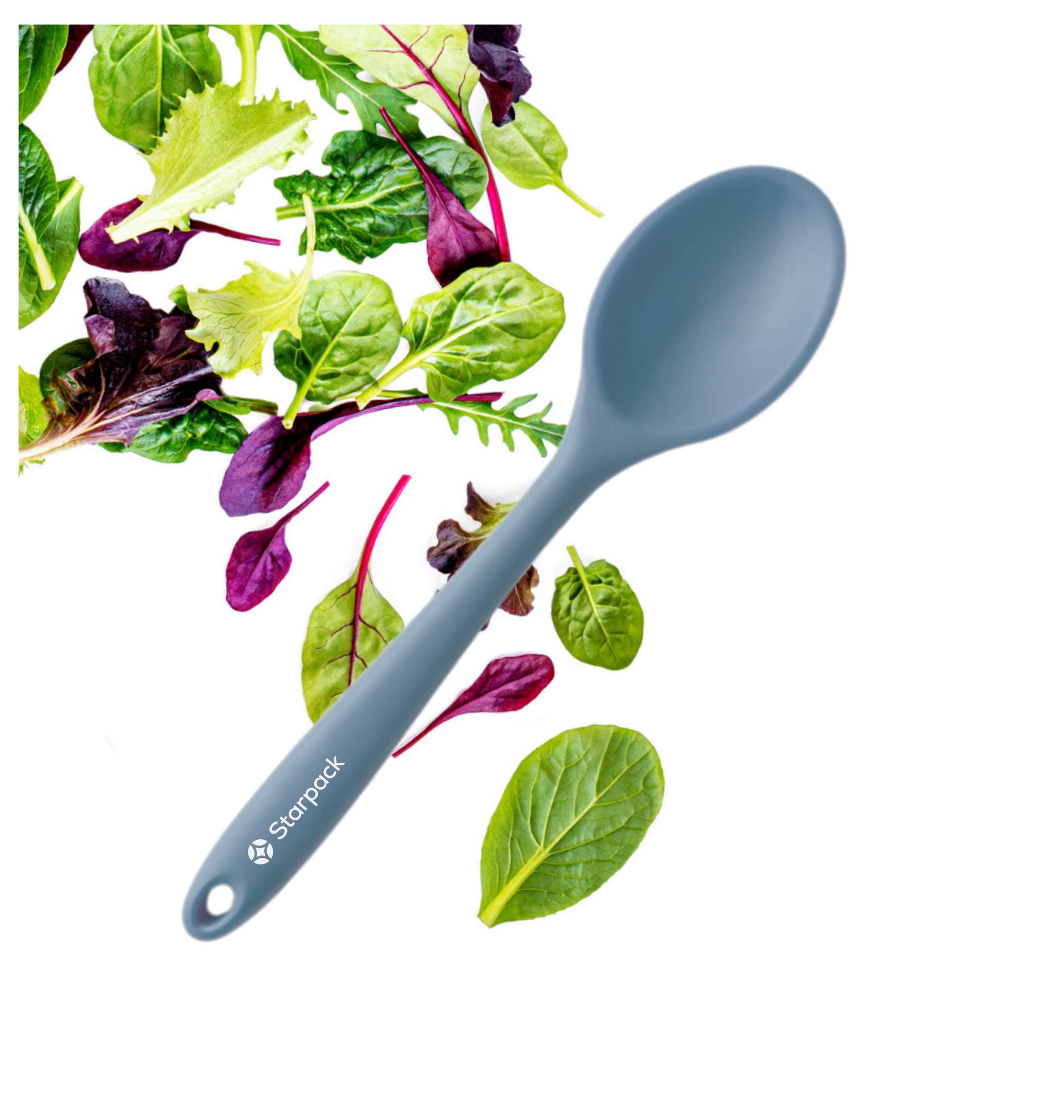Starpack silicone mixing spoon with a flexible, non-stick head and a sturdy handle, designed for mixing and stirring ingredients.