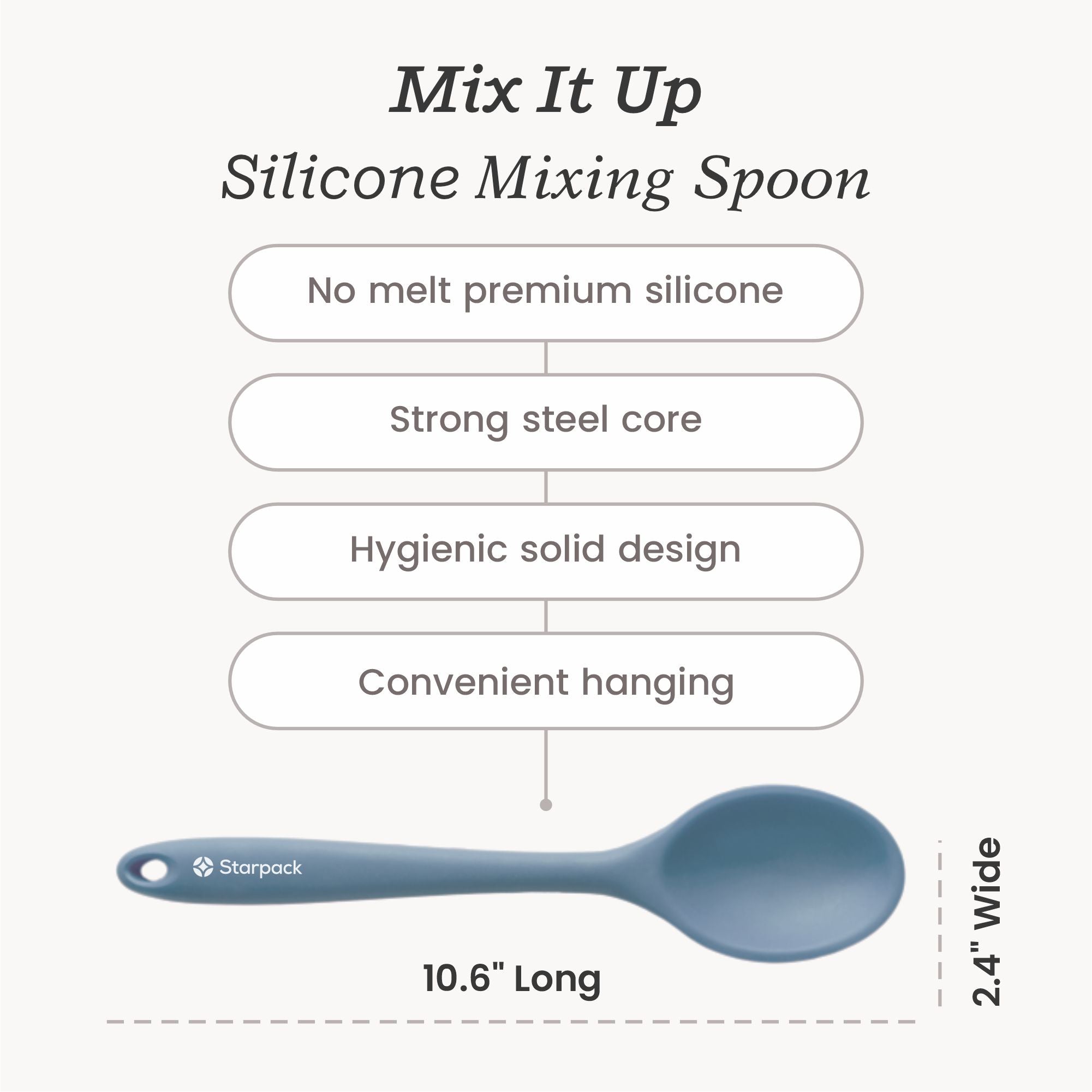 Starpack silicone mixing spoon with a flexible, non-stick head and a sturdy handle, designed for mixing and stirring ingredients.