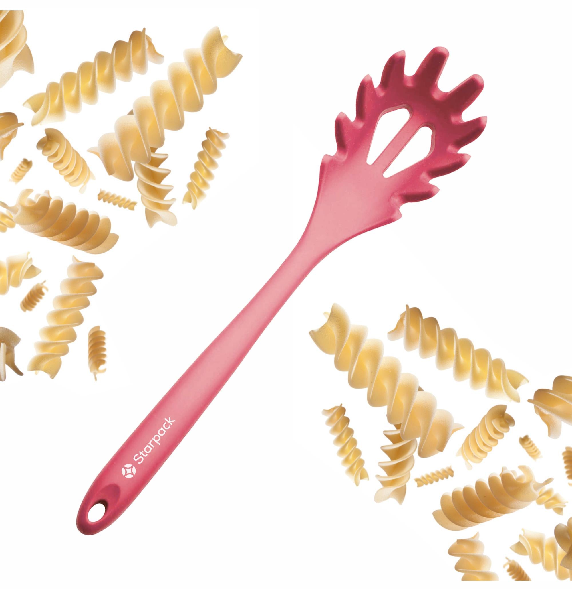 Starpack silicone pasta fork with long, flexible tines and a comfortable handle, perfect for serving and stirring pasta