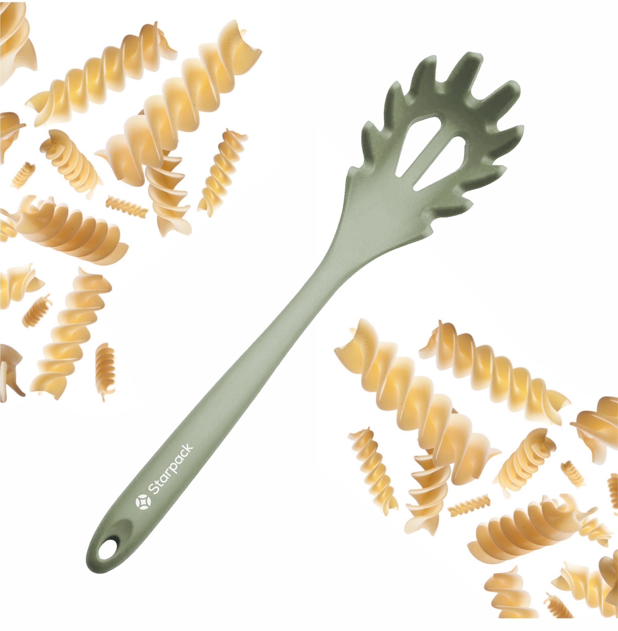 Starpack silicone pasta fork with long, flexible tines and a comfortable handle, perfect for serving and stirring pasta