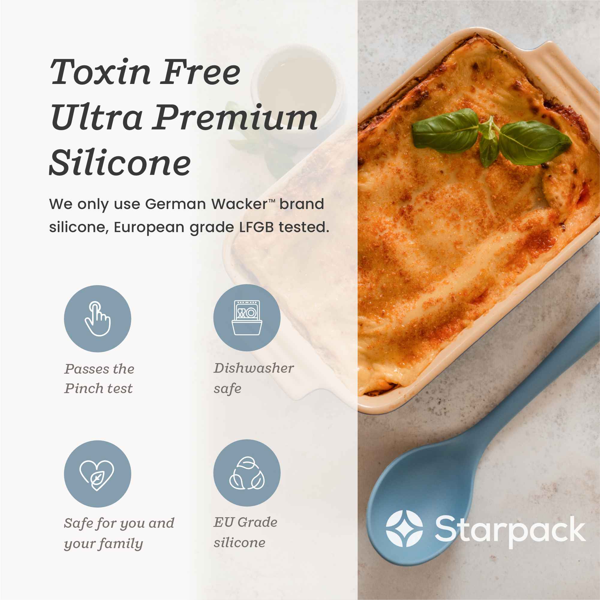 Starpack silicone serving spoon with a wide, non-stick head and a comfortable handle, ideal for serving and stirring
