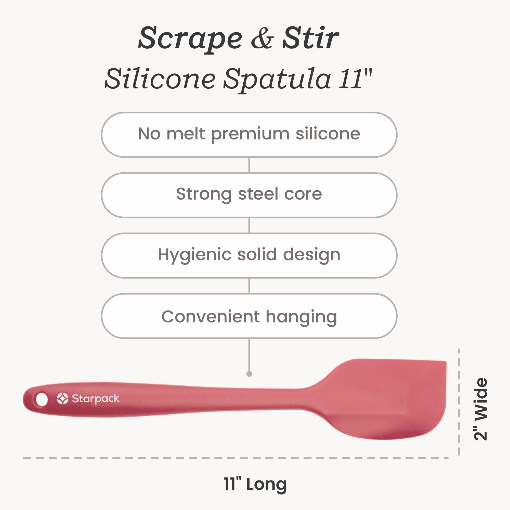 Starpack silicone spatula with a flexible, heat-resistant head and a comfortable handle, ideal for scraping and mixing.