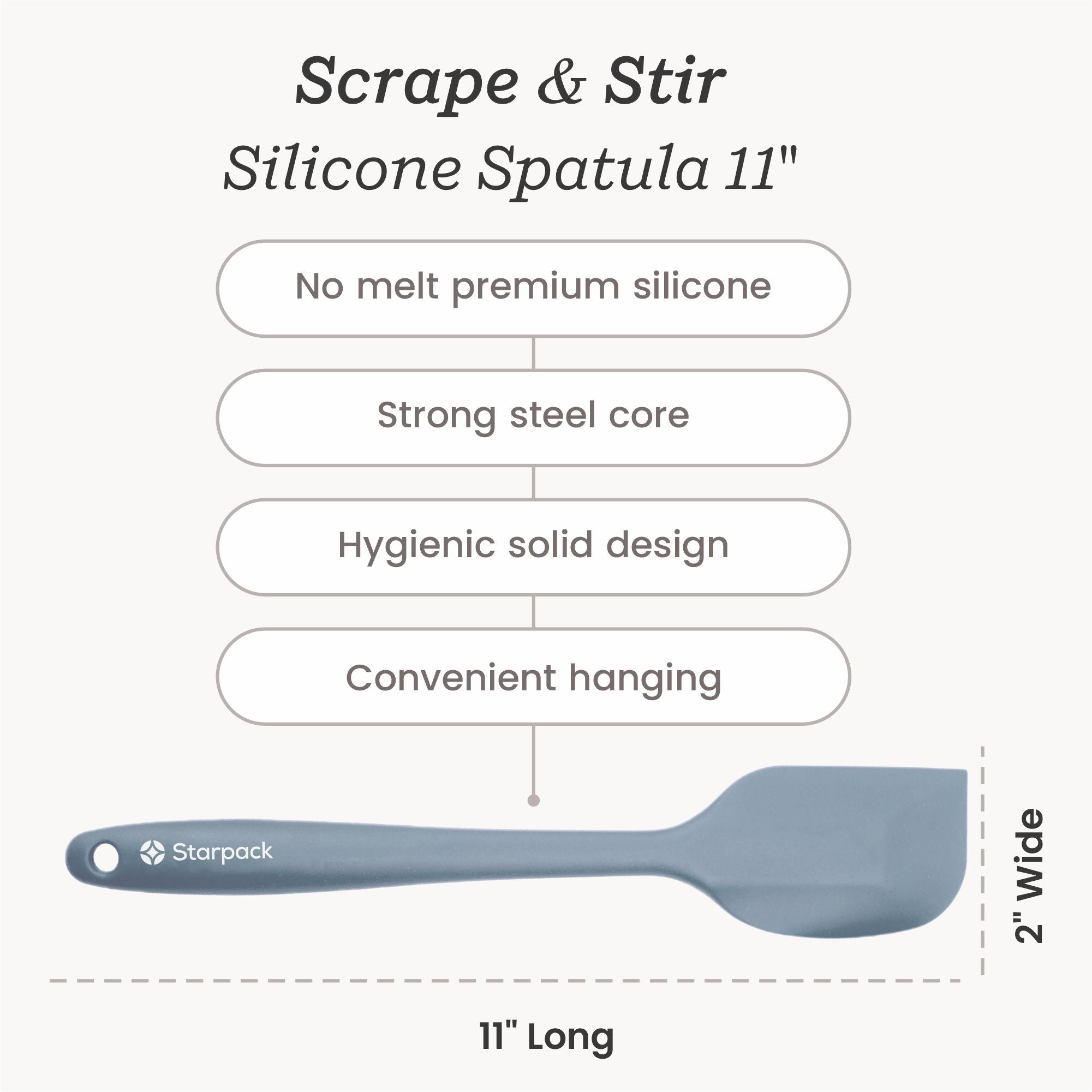 Starpack silicone spatula with a flexible, heat-resistant head and a comfortable handle, ideal for scraping and mixing.