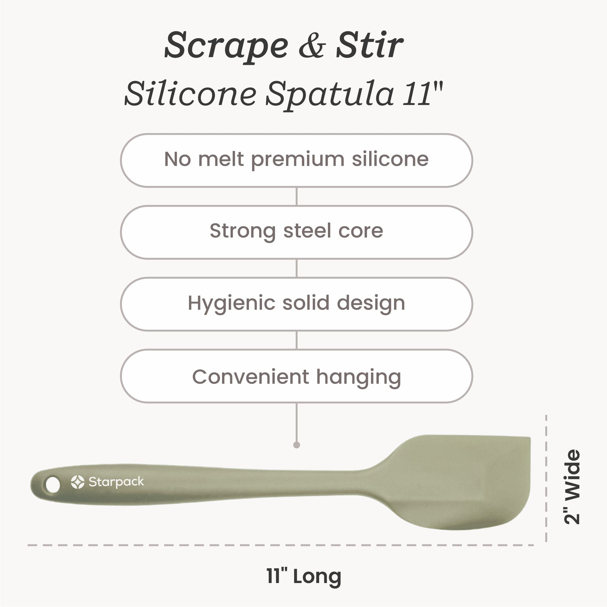 Starpack silicone spatula with a flexible, heat-resistant head and a comfortable handle, ideal for scraping and mixing.