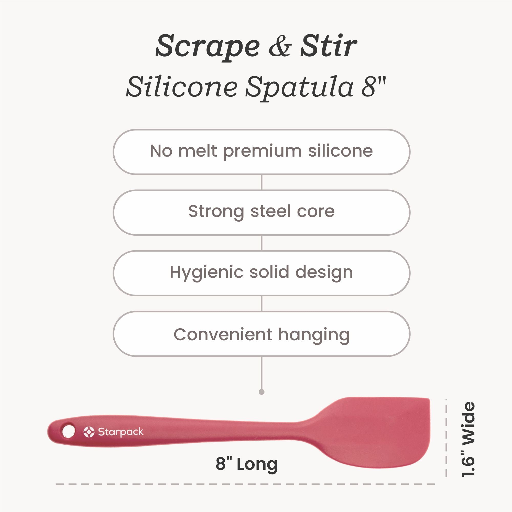 Starpack silicone spatula with a flexible, heat-resistant head and a comfortable handle, ideal for scraping and mixing.