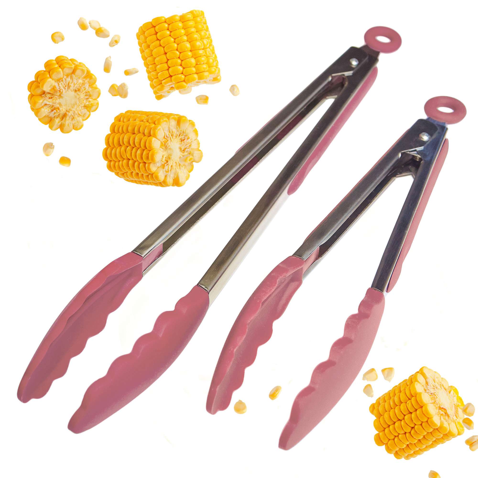 Starpack 2-pack silicone tongs with heat-resistant tips and locking mechanisms, ideal for grilling and serving a variety of foods.