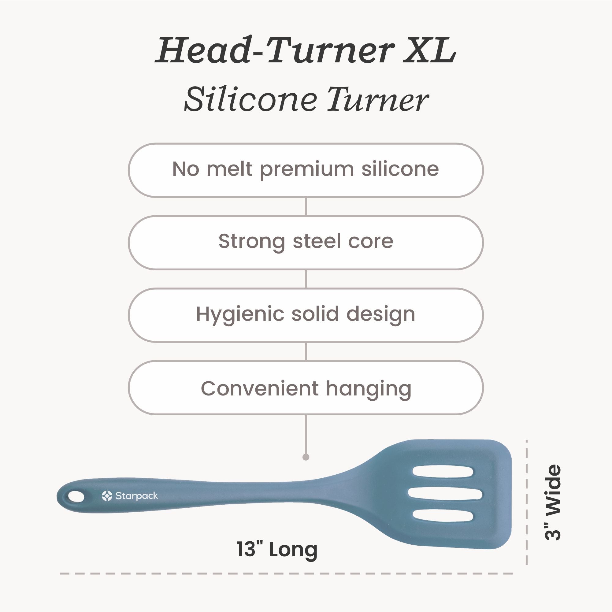 Starpack silicone turner with a heat-resistant head and a sturdy handle, designed for flipping and serving.