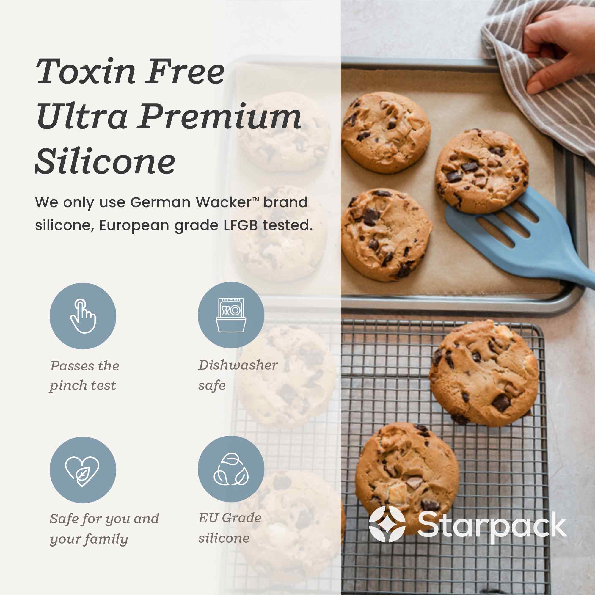 Starpack silicone turner with a heat-resistant head and a sturdy handle, designed for flipping and serving.