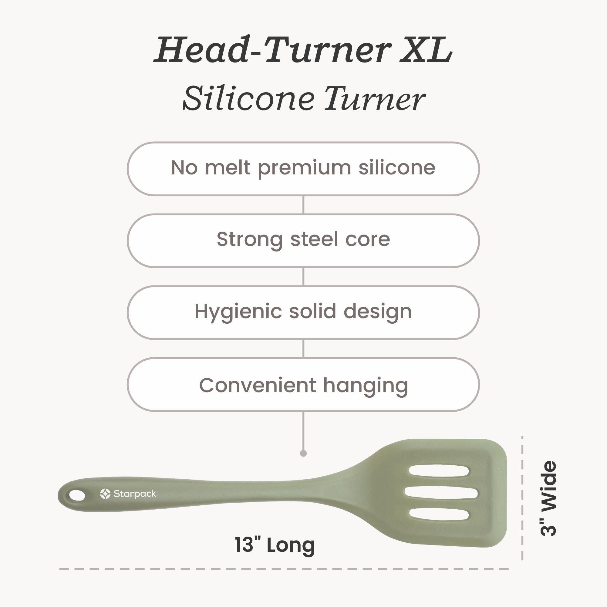 Starpack silicone turner with a heat-resistant head and a sturdy handle, designed for flipping and serving.