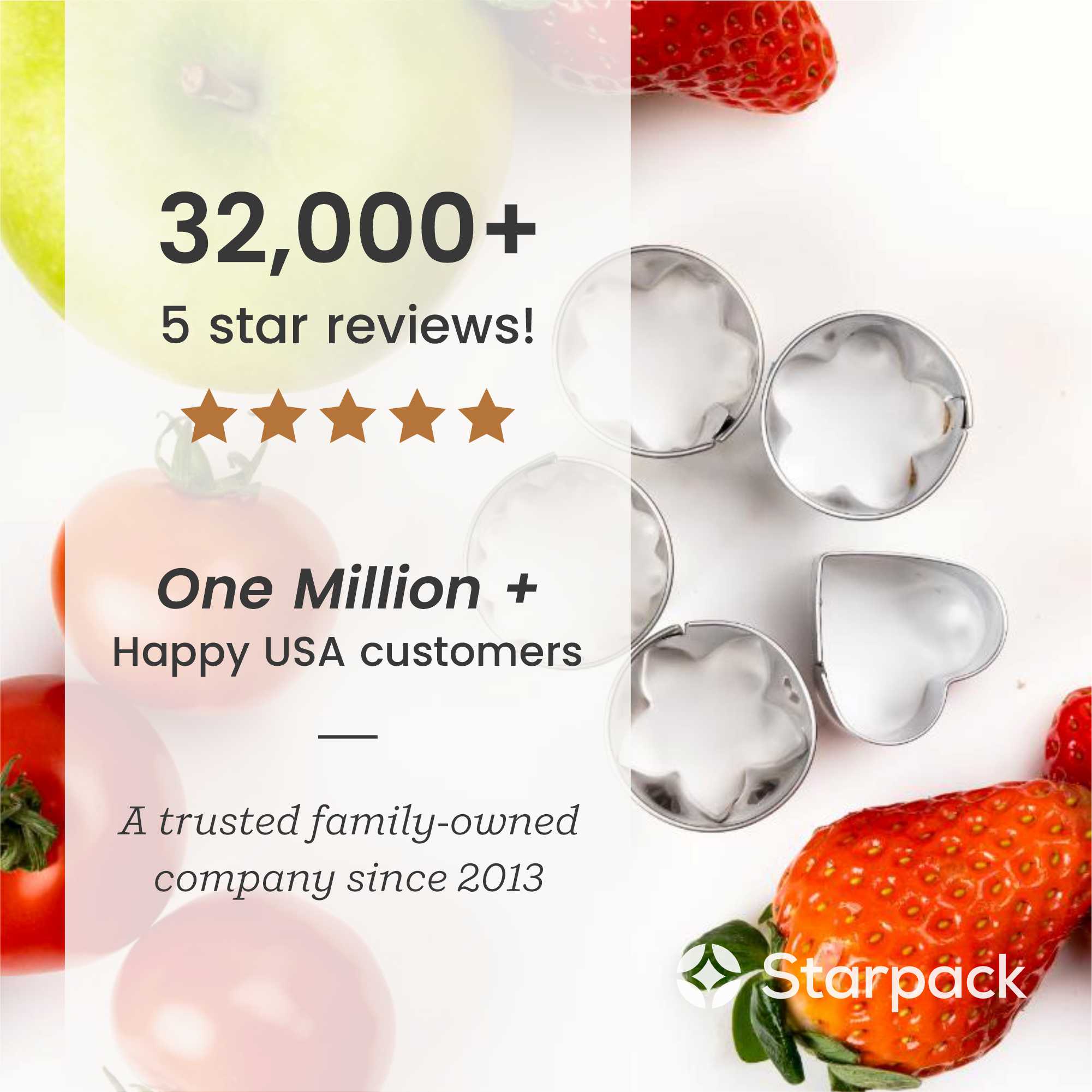Starpack vegetable cutters in various shapes, designed for creating fun and decorative cuts in vegetables and fruits.