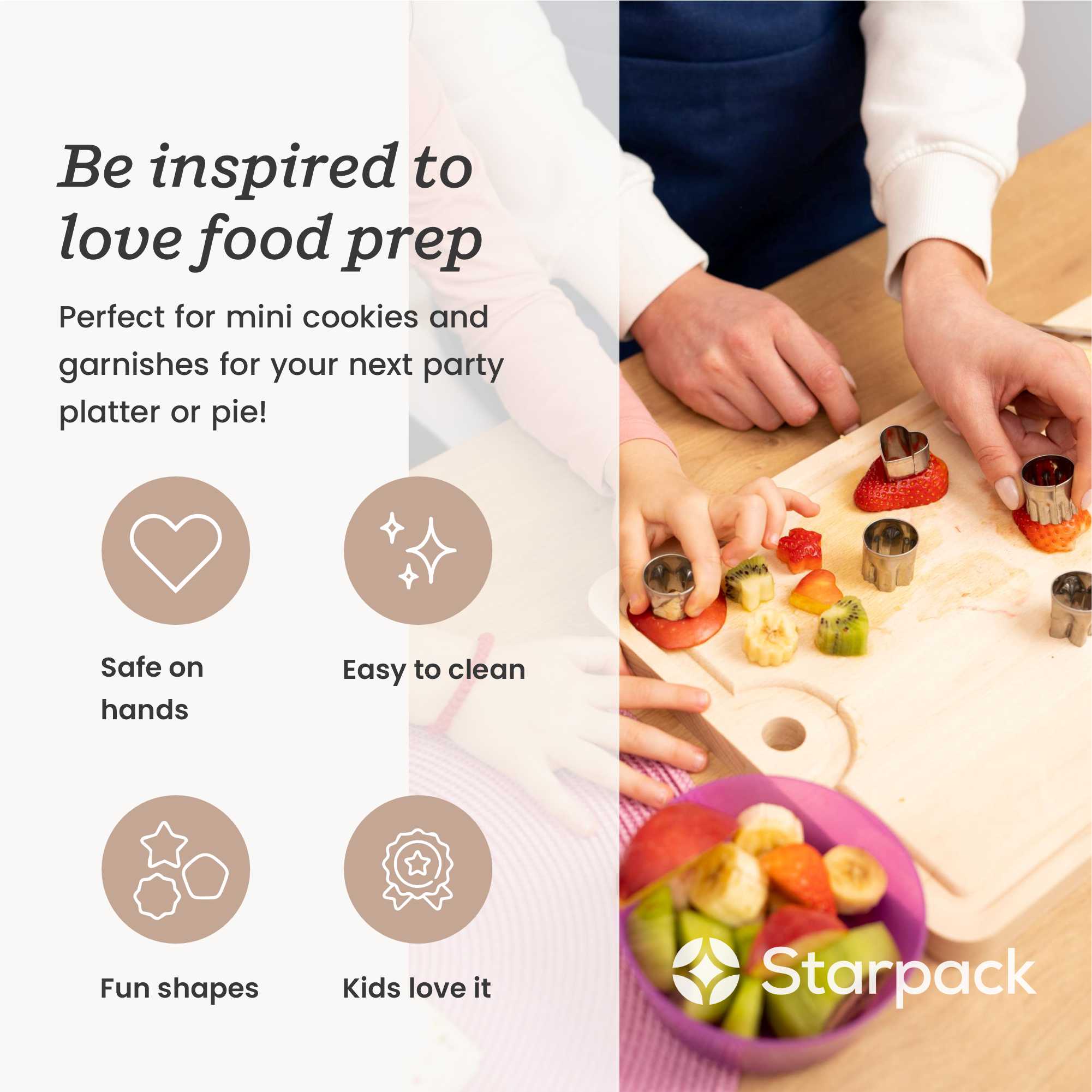 Starpack vegetable cutters in various shapes, designed for creating fun and decorative cuts in vegetables and fruits.