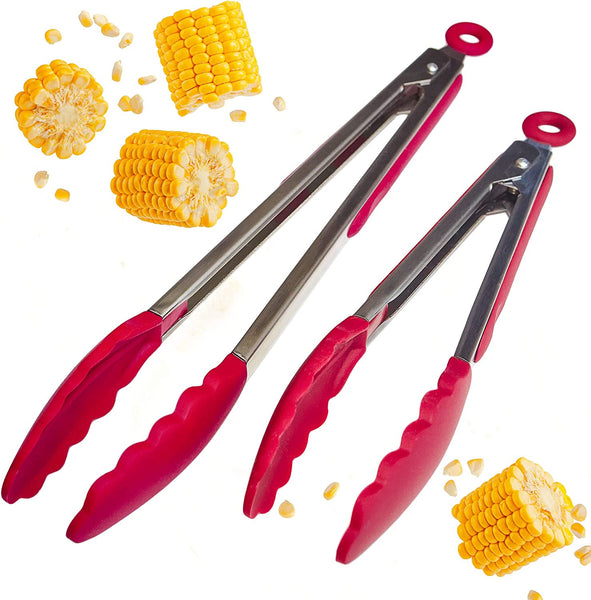 Silicone Tip Kitchen Tongs 2 Pack (9-Inch & 12-Inch) by StarPack