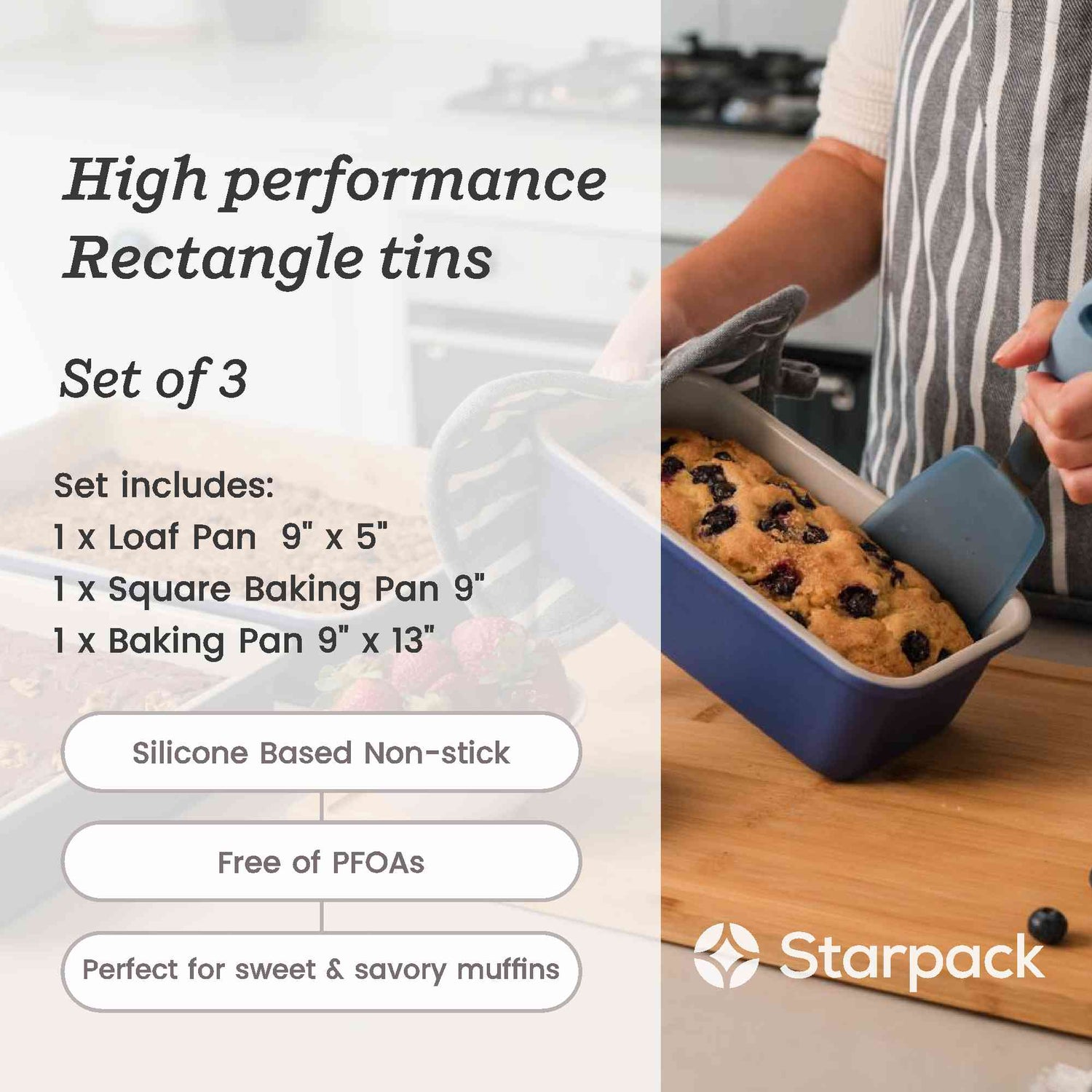 Bakes gonna bake - Rectangular Baking Pans Set of 3