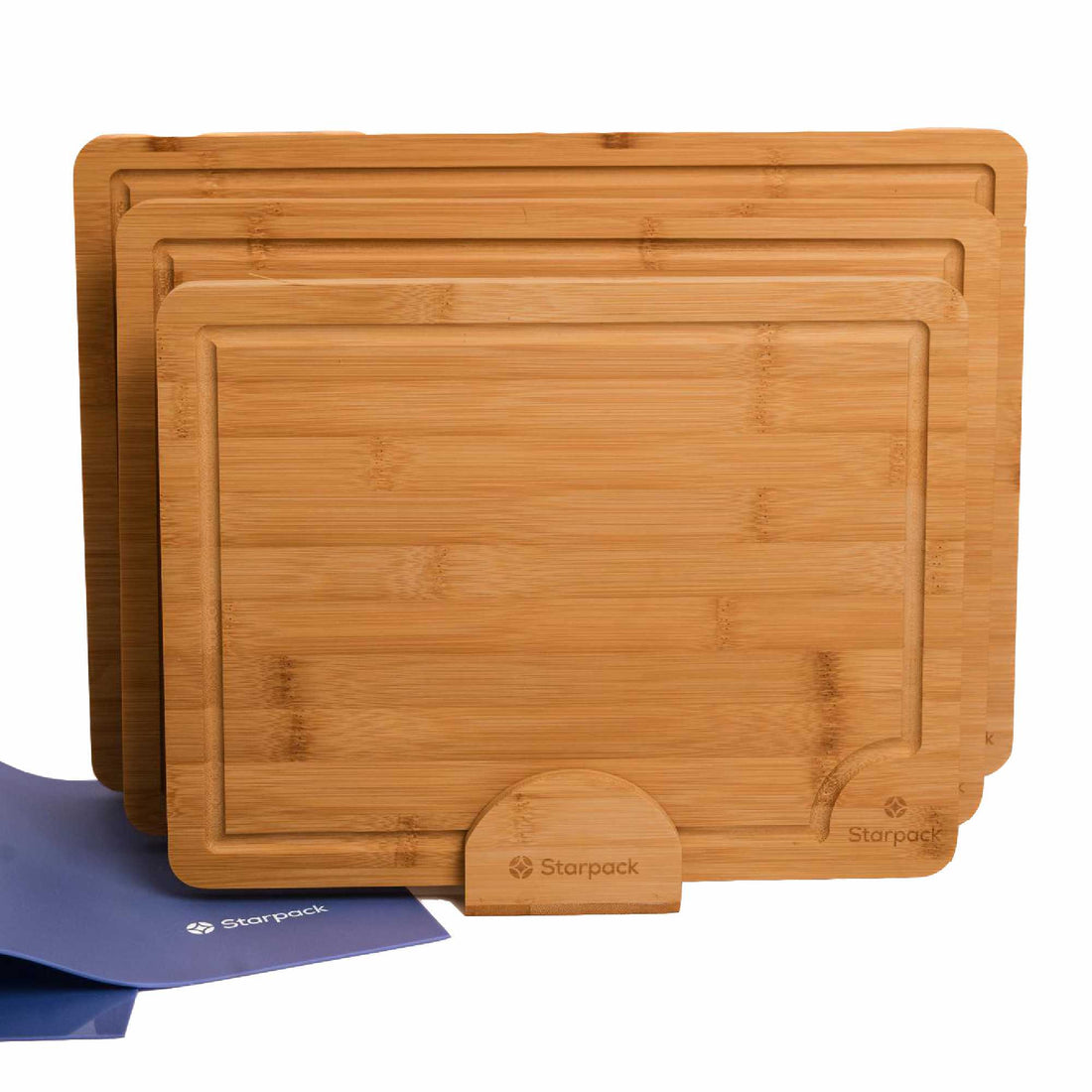 Chop Chop - Bamboo Cutting board set of 3 with stand &amp; nonslip silicone mat