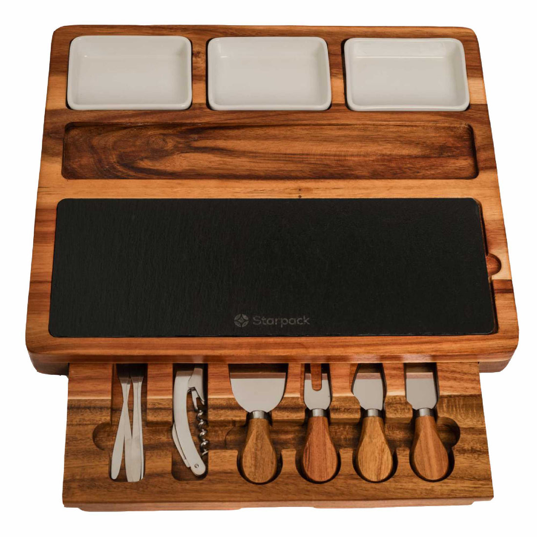 Gather &amp; Graze - Wooden Charcuterie &amp; Cheese Board with Accessories