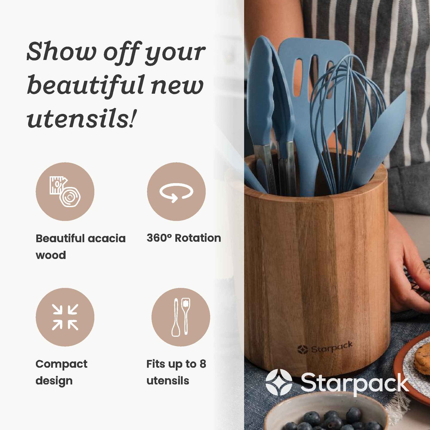 Show Off - Wooden Rotating Utensil Holder