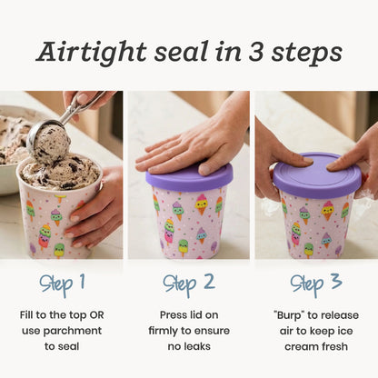 Freeze the Day | Ice Cream Freezer Container 1Qt Set of 2 - Purple &amp; Green | Purple / Green