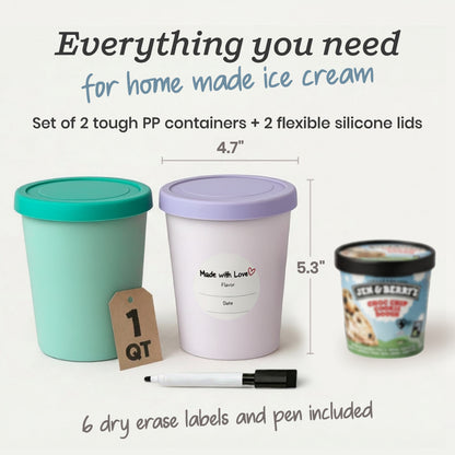 Freeze the Day | Ice Cream Freezer Container 1Qt Set of 2 - Mint &amp; Lavender | Mint / Lavender