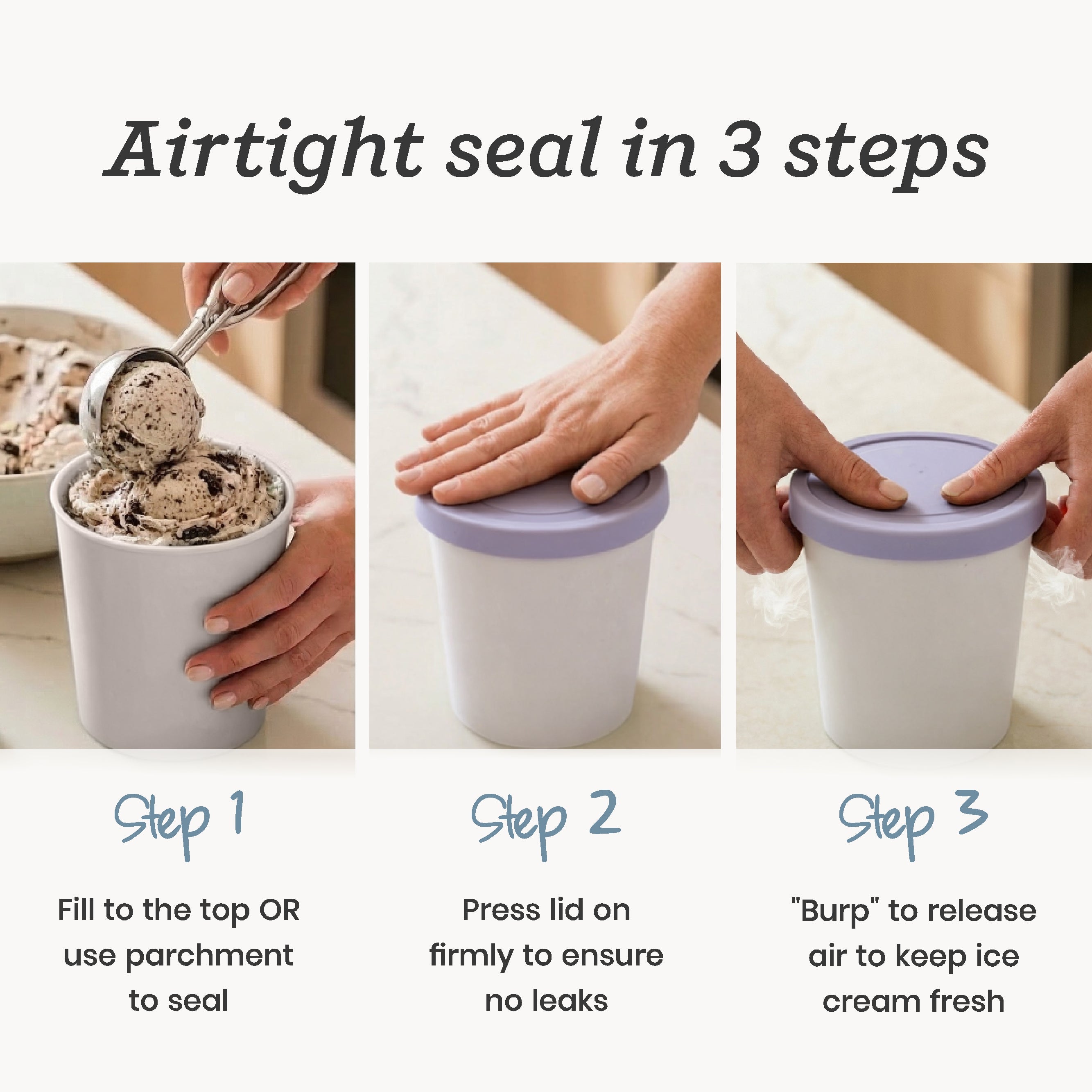 Freeze the Day | Ice Cream Freezer Container 1Qt Set of 2 - Mint &amp; Lavender | Mint / Lavender