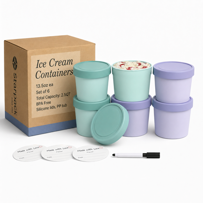 Freeze the Day | Ice Cream Freezer Container 13.5oz Set of 6 | Mint / Lavender
