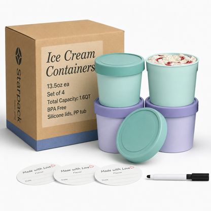 Freeze the Day | Ice Cream Freezer Container 13.5oz Set of 4 | Mint / Lavender