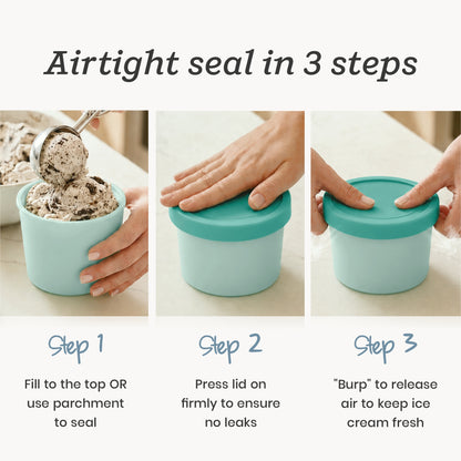Freeze the Day | Ice Cream Freezer Container 13.5oz Set of 4 | Mint / Lavender