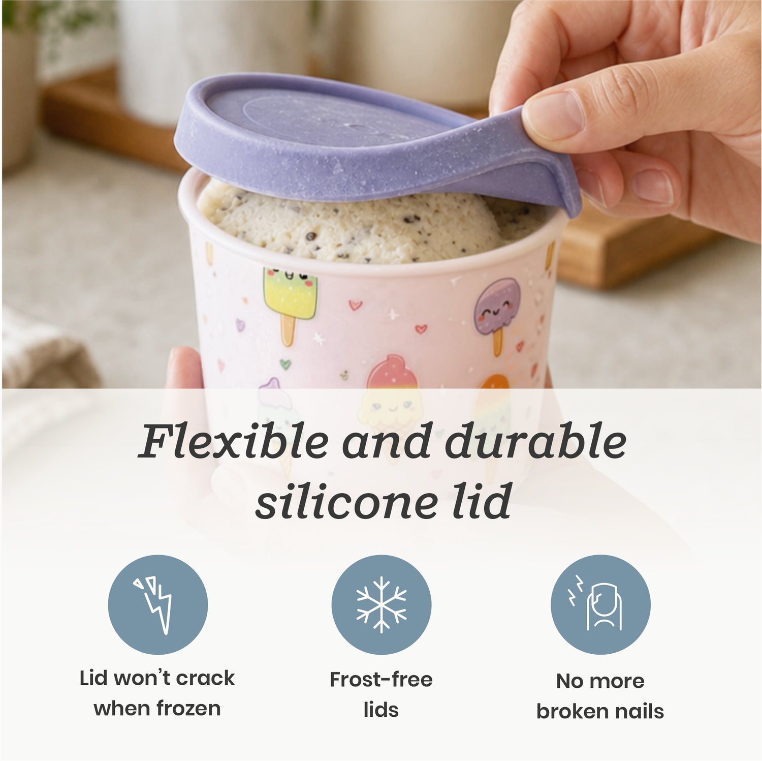 Freeze the Day | Ice Cream Freezer Container 13.5oz Set of 4 | Purple / Green