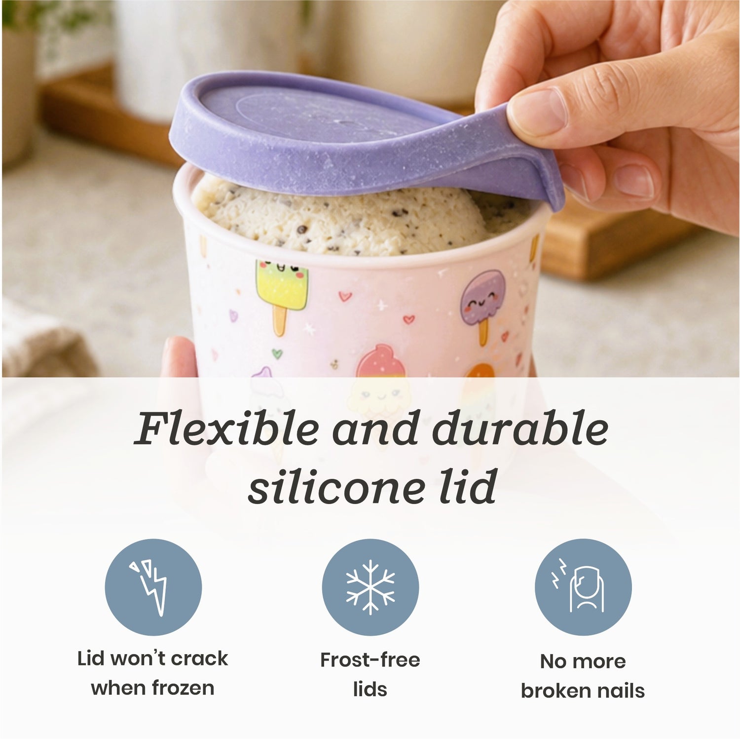 Freeze the Day | Ice Cream Freezer Container 13.5oz Set of 4 | Purple / Green
