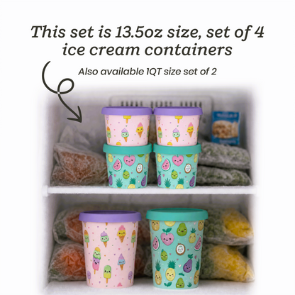 Freeze the Day | Ice Cream Freezer Container 13.5oz Set of 4 | Purple / Green