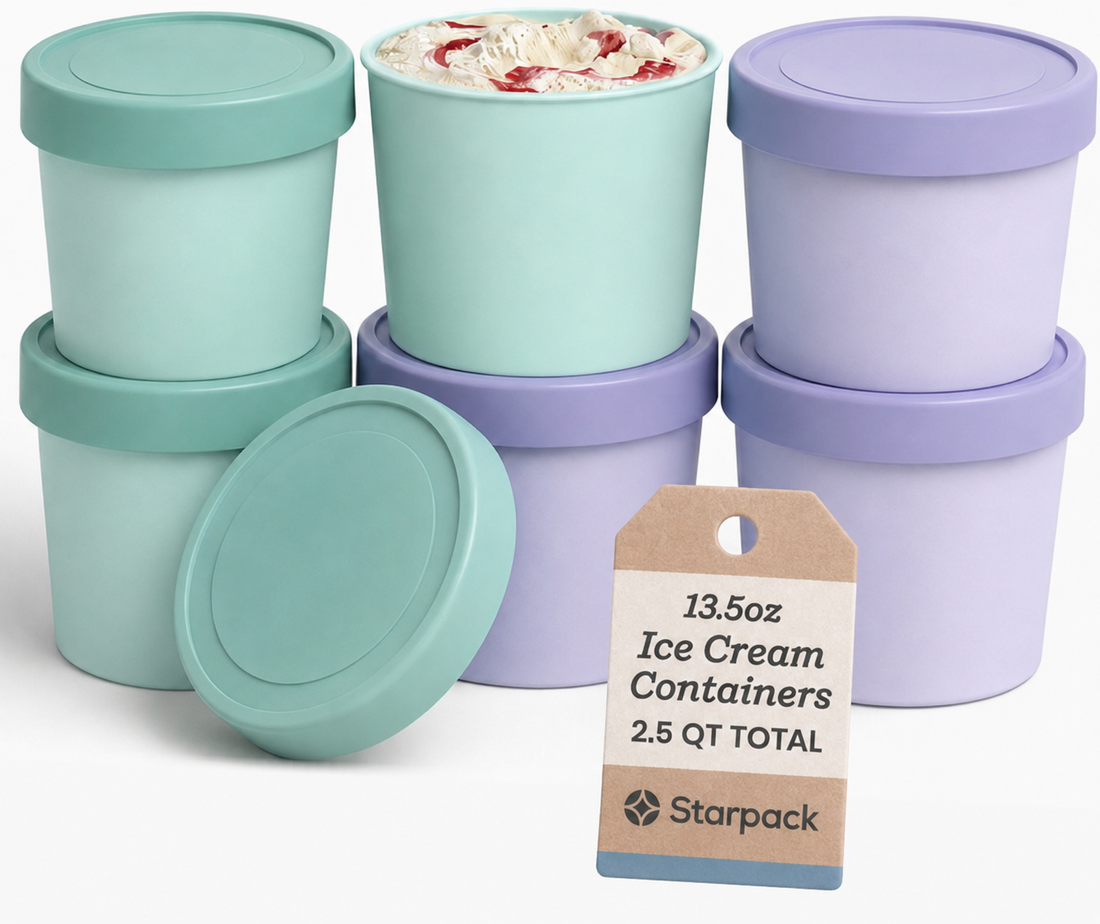 Freeze the Day | Ice Cream Freezer Container 13.5oz Set of 6 | Mint / Lavender