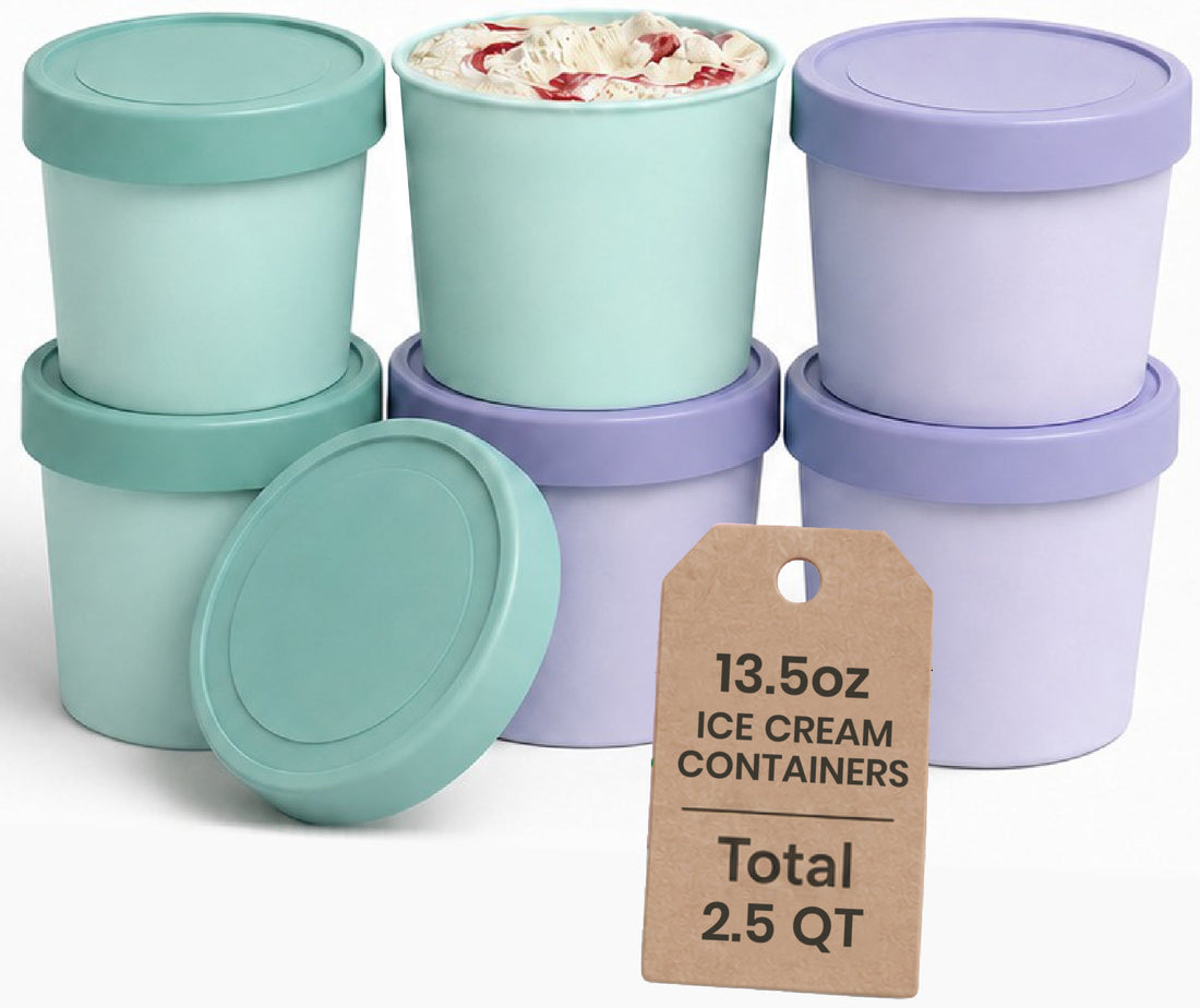 Freeze the Day | Ice Cream Freezer Container 13.5oz Set of 6 | Mint / Lavender