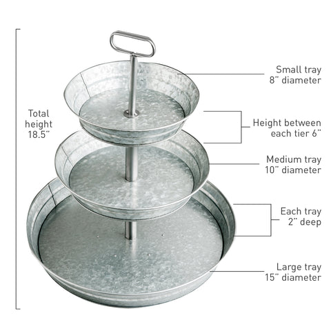 Black Metal Triple Tiered Plate Stand