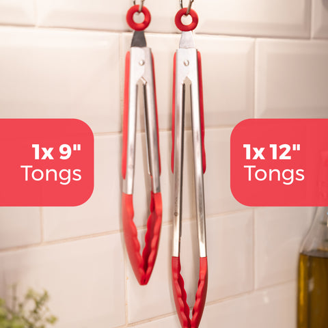 Silicone Tip Kitchen Tongs 2 Pack (9-Inch & 12-Inch) by StarPack