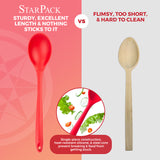 StarPack Basics Silicone Mixing Spoon, High Heat Resistant to 480°F, Hygienic One Piece Design Cooking Utensil for Mixing & Serving