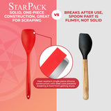 StarPack Basics Range Silicone Spoonula/Spatula Spoon in FDA Grade with Hygienic Solid Coating + Bonus 101 Cooking Tips