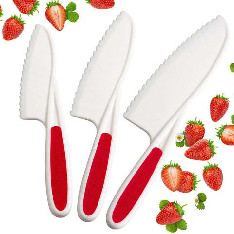 Kids Knives Set of 3 - Red and White