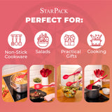 StarPack Basics XL Silicone Kitchen Utensil Set (6 Piece), High Heat Resistant to 480°F, Hygienic One Piece Design, Large Non Stick Spatulas & Serving Utensils