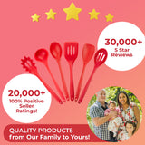 StarPack Premium Range XL Silicone Kitchen Utensil Set (6 Piece) in EU LFGB Grade with Hygienic Solid Coating + Bonus 101 Cooking Tips