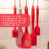 StarPack Basics Silicone Kitchen Utensils Set (5 Piece) - High Heat Resistant to 480°F, Hygienic One Piece Design Large and Small Spatulas, Whisk & Basting Brush