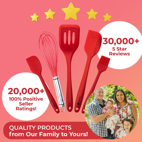 StarPack Premium Range Silicone Kitchen Utensils Set (5 Piece) in EU LFGB  Grade with Hygienic Solid Coating + Bonus 101 Cooking Tips