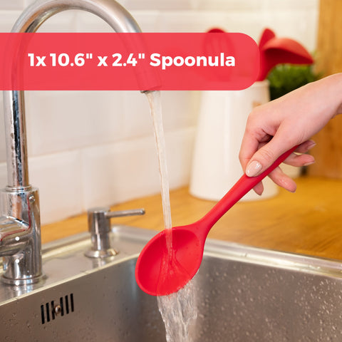 StarPack Premium Range XL Silicone Serving Spoon (13.5) in EU LFGB Grade  with Hygienic Solid Coating + Bonus 101 Cooking Tips